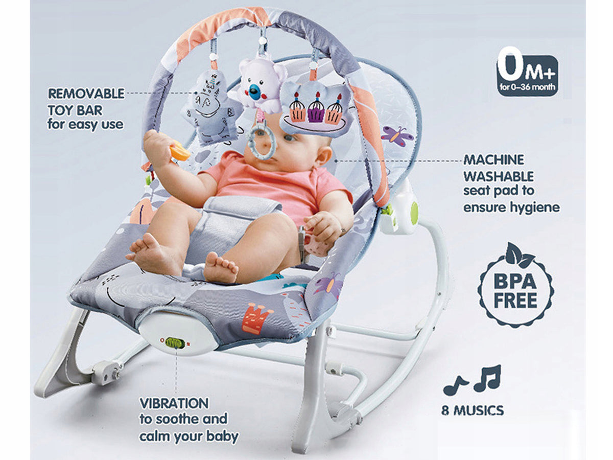 HQ LOUNGER ROCKER BABY COT ROCKER VIBRATION TOYS ROCKER GREY Brand Zutto
