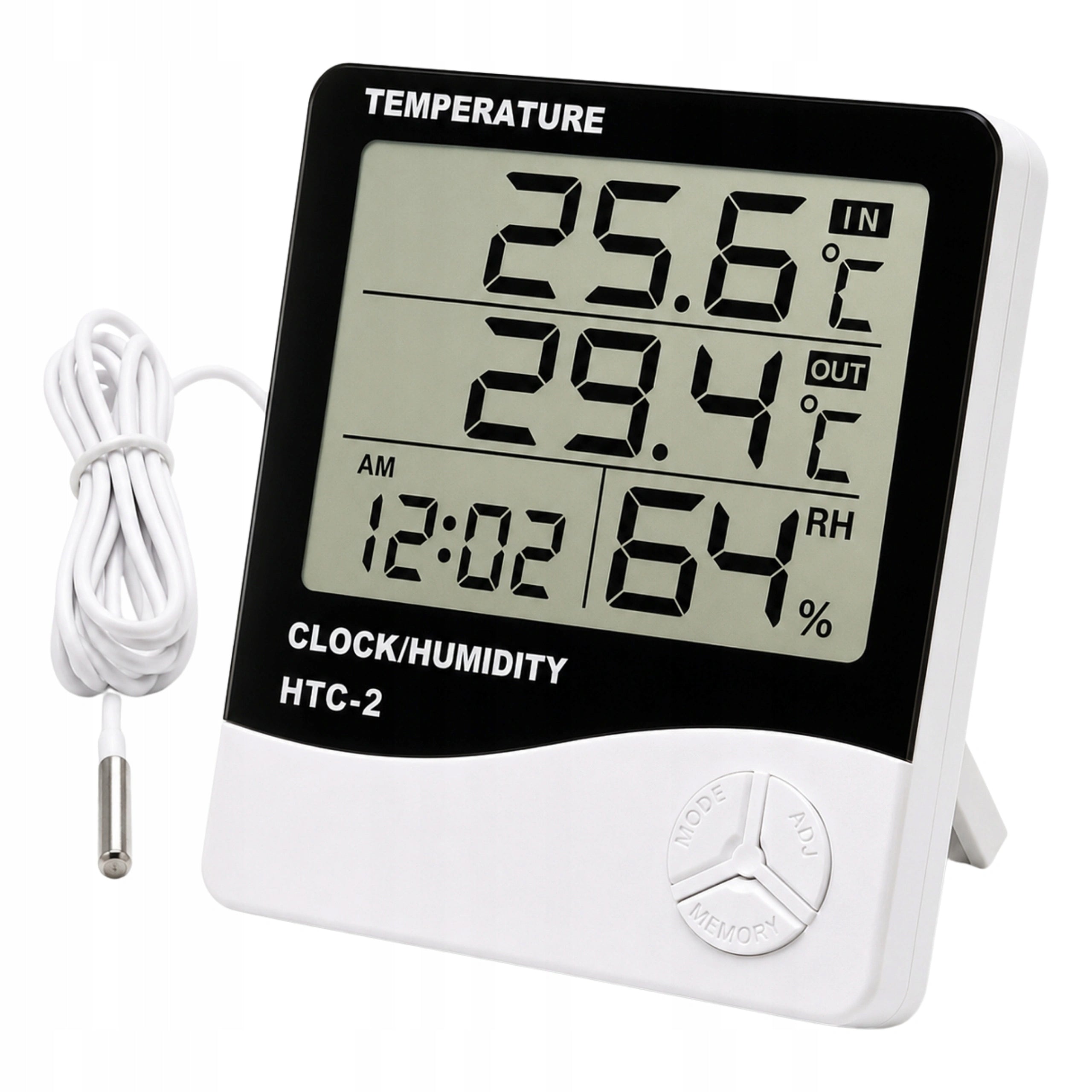 HTC-2 Weather Station with Probe - Thermometer and Home Hygrometer with Clock