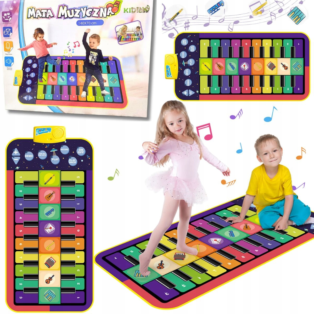 HUGE MUSIC MAT FOR DANCING EDUCATIONAL INTERACTIVE GAME 140 X 70 CM
