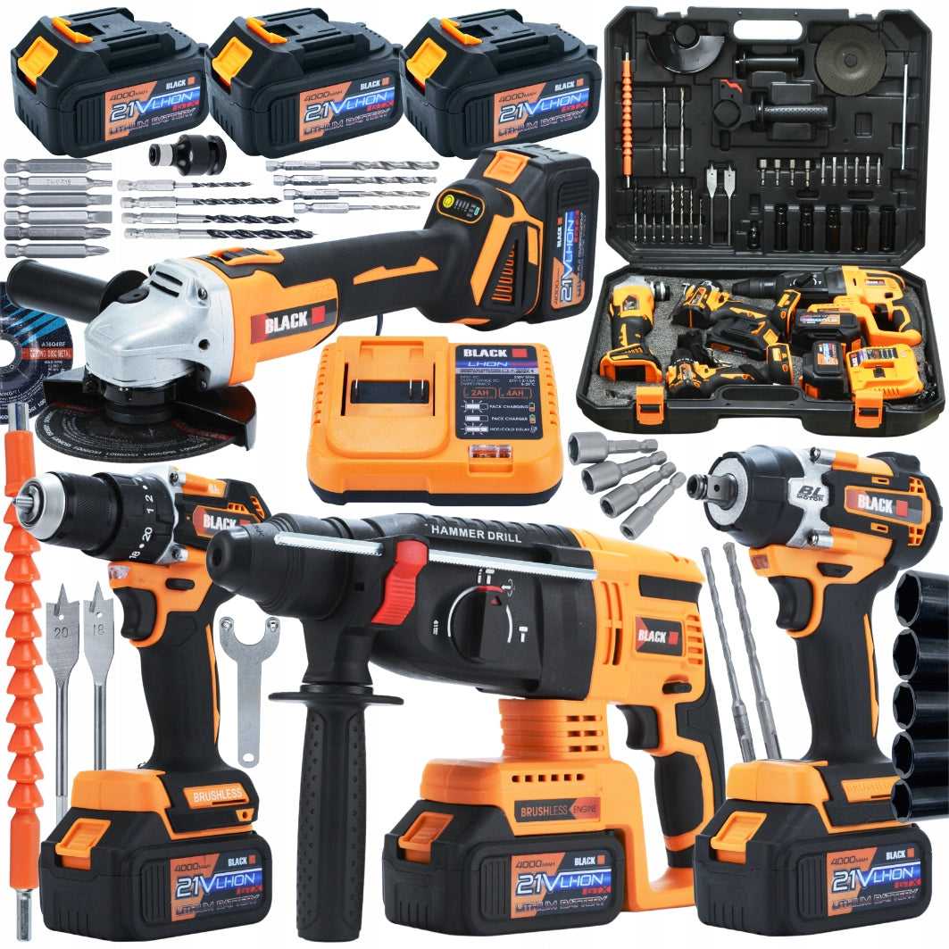 HUGE SET OF TOOLS AKU 3X 4AH 21V 4in1 HAMMER GRINDER SCREWDRIVER WRENCH