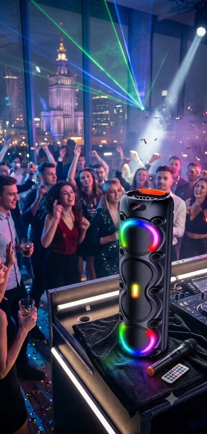 HUGE SPEAKER WIRELESS PORTABLE KARAOKE BLUETOOTH4x8" RGB MICROPHONE Brand no brand