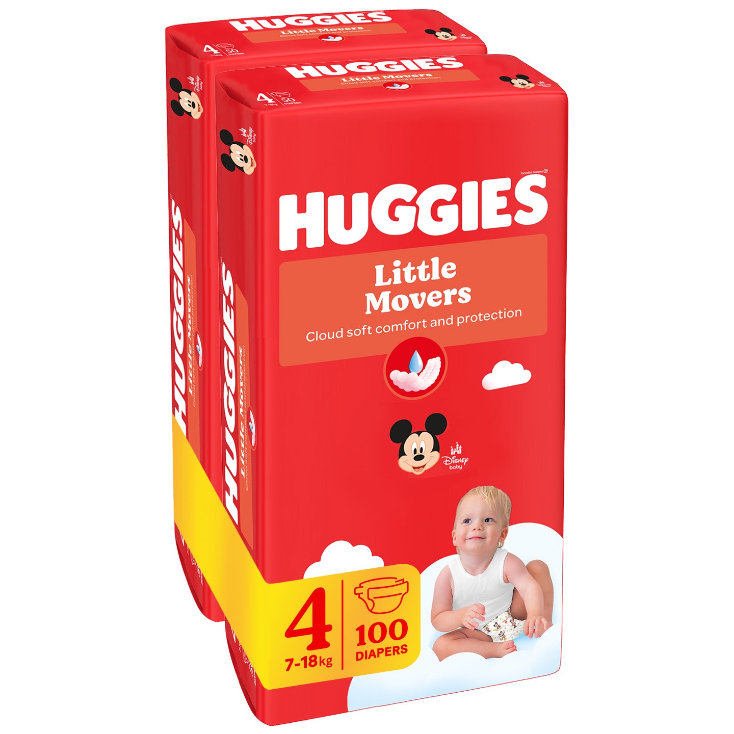 HUGGIES Diapers Little Movers Jumbo Pack size 4 (7-18 kg) 2x50pcs