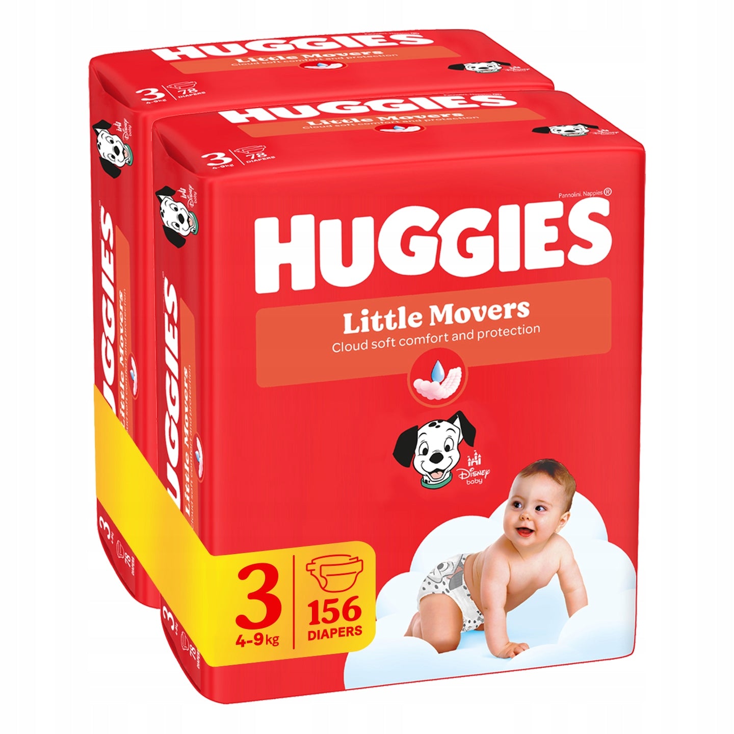 HUGGIES Little Movers Mega Pack Diapers Size 3 (4-9KG) 2x78pcs