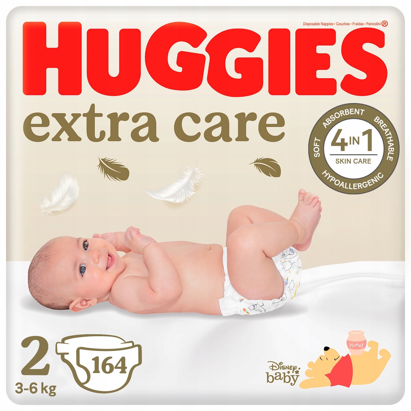 HUGGIES diapers Extra Care size 2 (3-6kg) 2x82 pcs