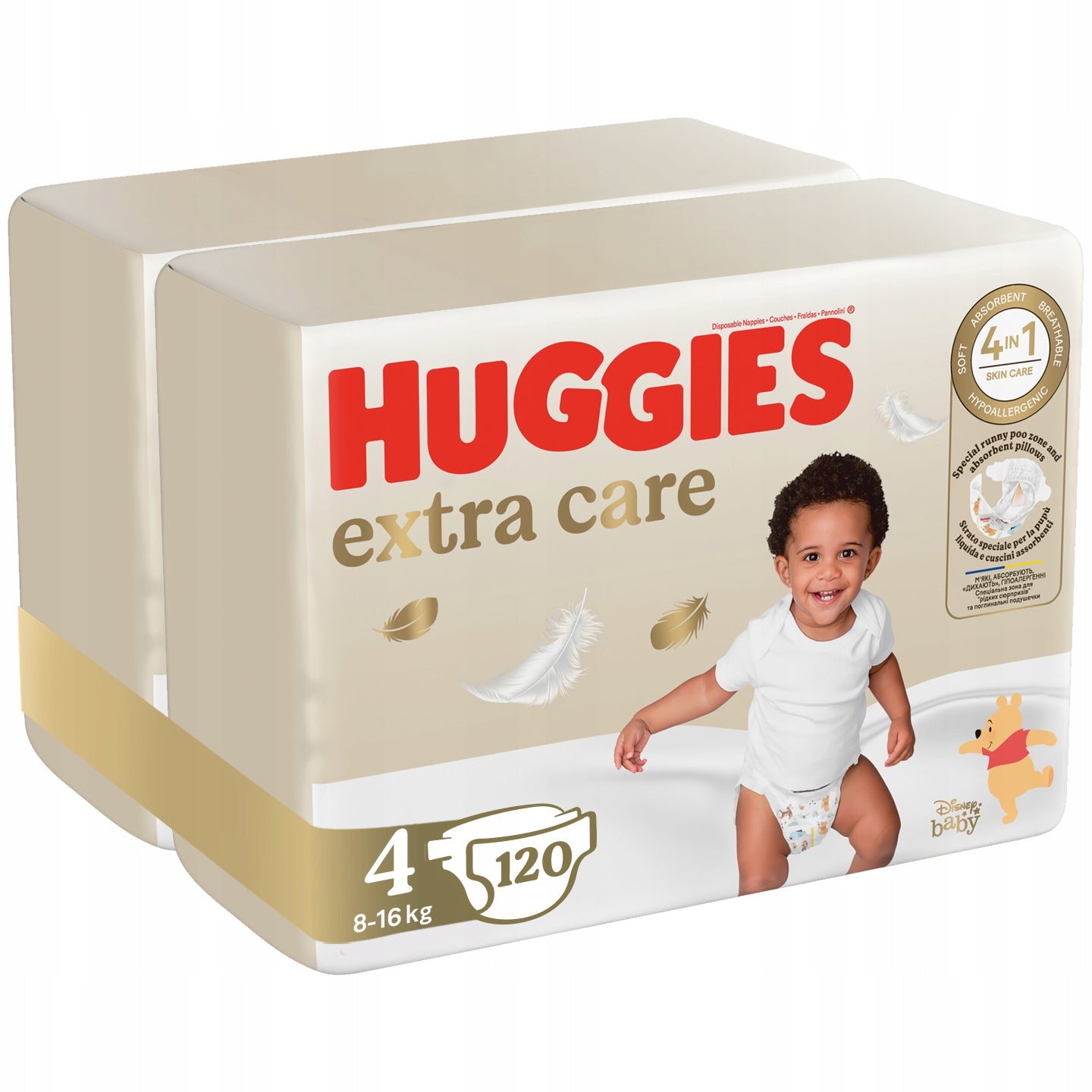 HUGGIES diapers Extra Care size 4 (8-16 kg) Mega 2x60 pcs Packaging status original