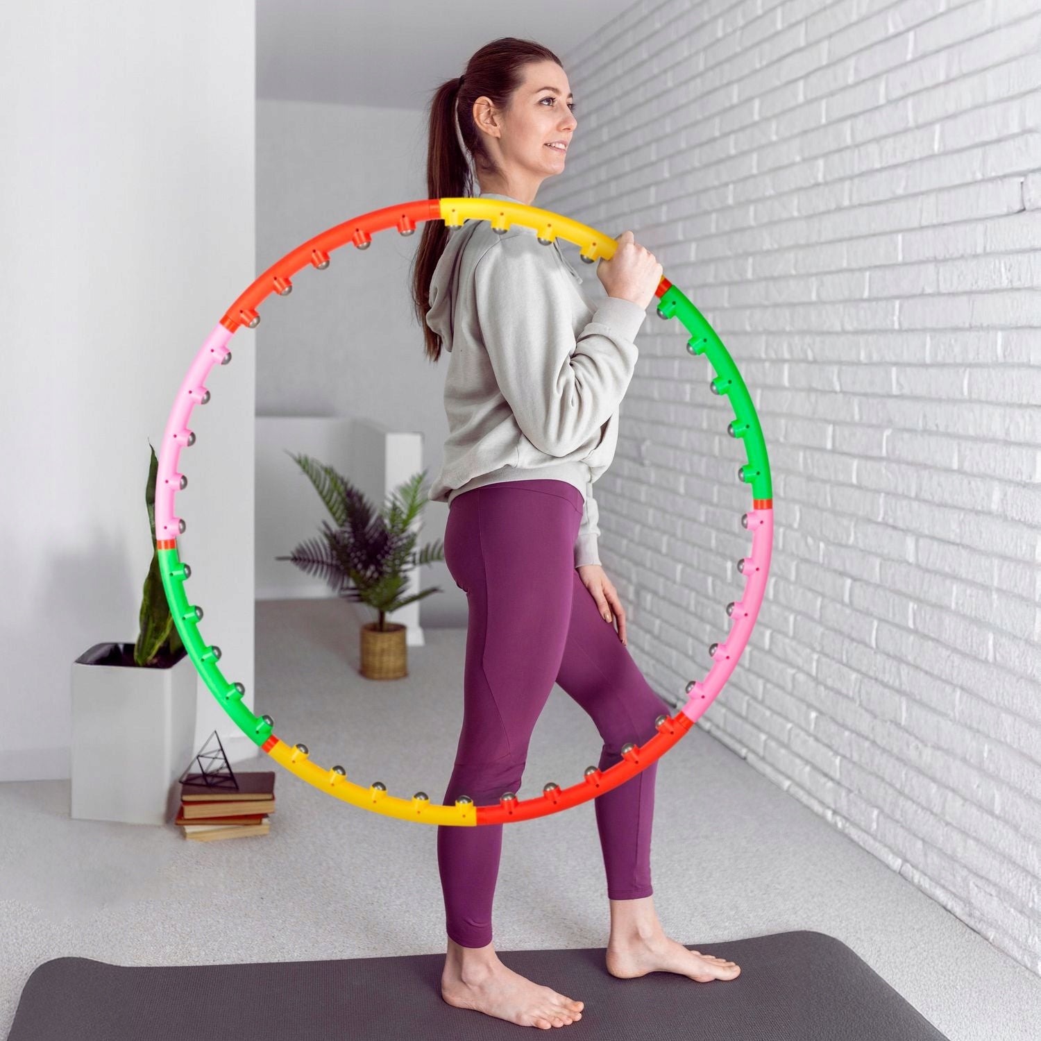 HULA HOOP FOLDING WHEEL WITH FITNESS SLIMMING MASSAGER 95,5CM GYMTEK Brand Gymtek