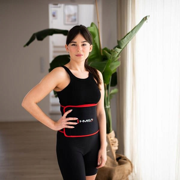 HULA HOOP SET HHW02 BLACK WITH PROJECTIONS AND WEIGHT HMS + BELT BR163 RED Brand HMS