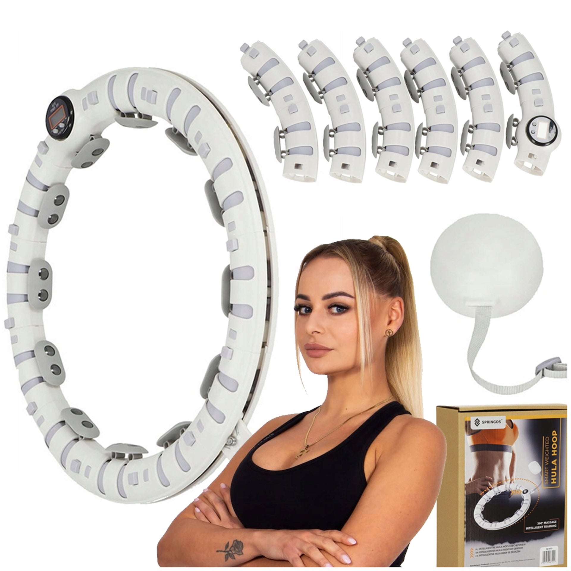 HULA HOOP SLIMMING SMART COUNTER TABS MODULAR MASSAGER + WEIGHT PLATE