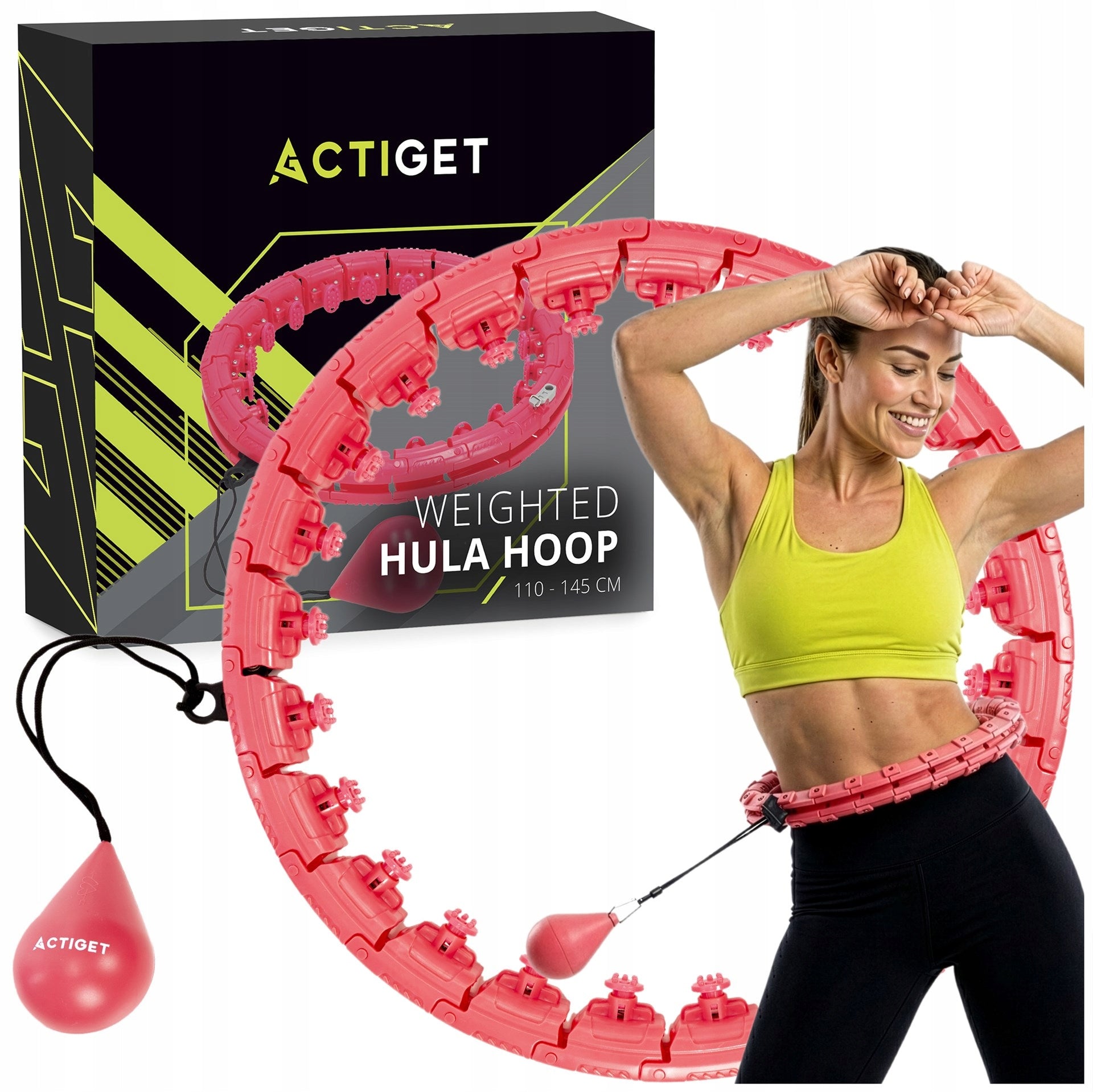 HULA HOOP WITH LOAD AND PROJECTIONS FOLDING SLIMMING FITNESS MASSAGE