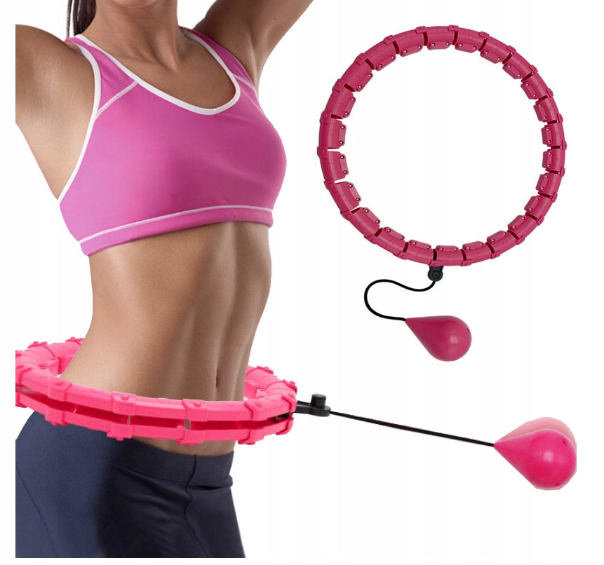 HULA HOOP WITH PROJECTIONS WHEEL FITNESS MASSAGER FOLDING Color pink