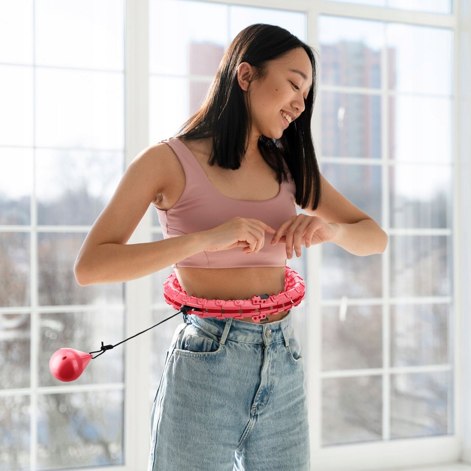 HULA HOOP WITH WEIGHT LOSS ADJUSTABLE WITH PROJECTIONS GYMTEK Brand Gymtek
