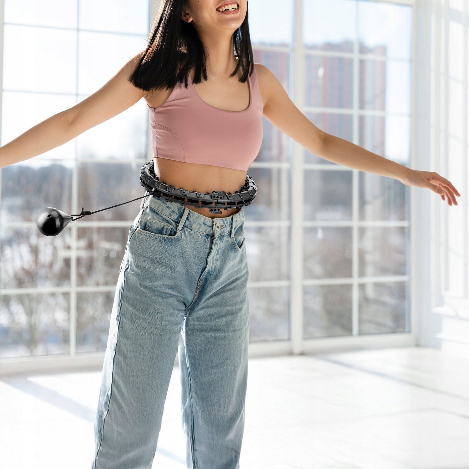 HULA HOOP WITH WEIGHT LOSS ADJUSTABLE WITH PROJECTIONS QUEENFIT Brand queenfit