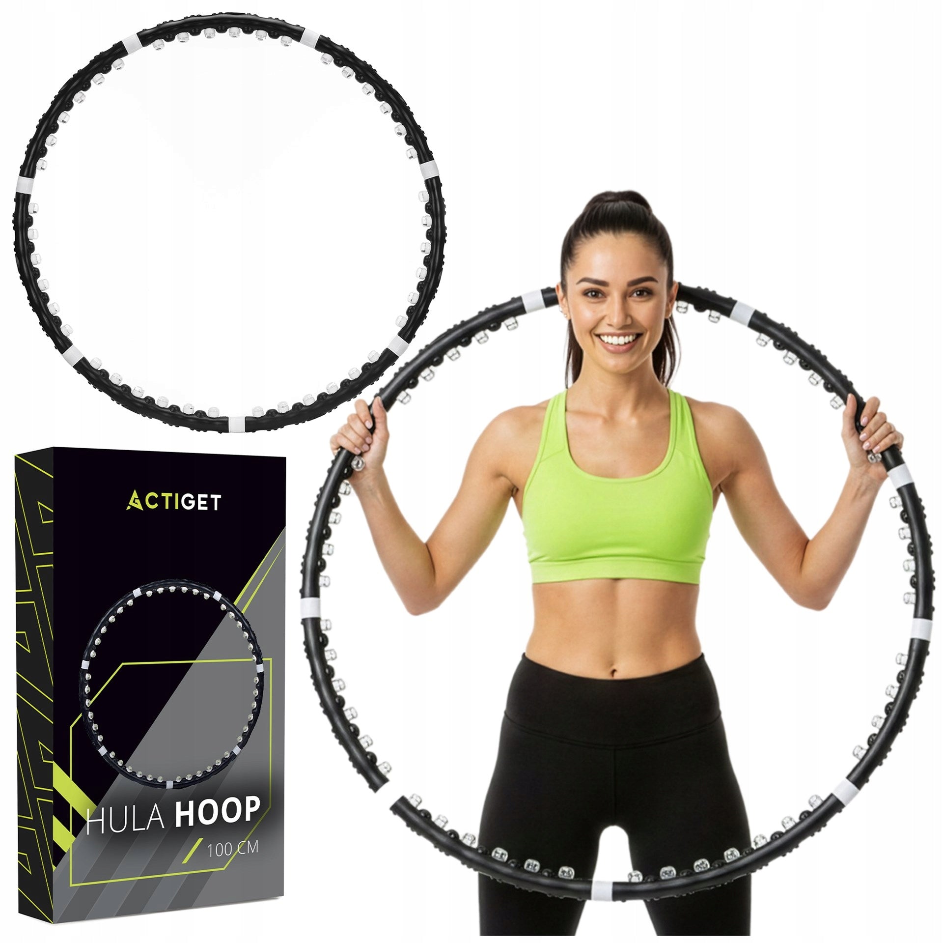 HULA HOP 100cm with Massage Protrusions Folding SLIMMING FITNESS MASSAGE