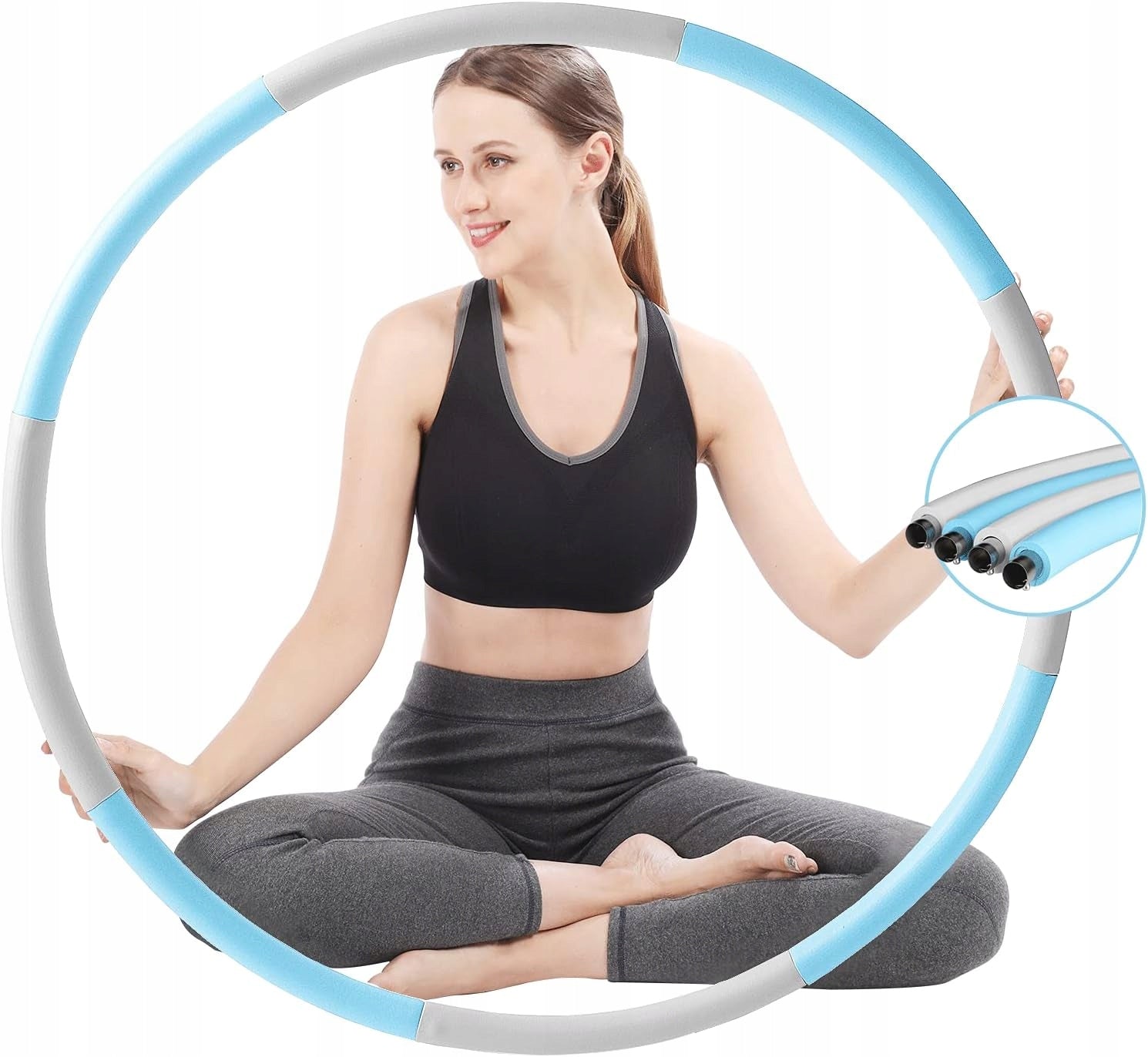 HULA HOP FOAM SPORTS SLIMMING FITNESS GREY-BLUE 0,95kg 86cm