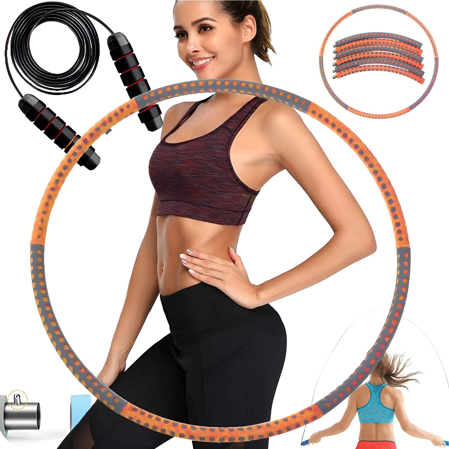 HULA HOP ODCHUDZAJĄCE SKŁADANE Z WYPUSTKAMI FITNESS 93CM + SKAKANKA GRATIS Manufacturer code HULA HOP ODCHUDZAJĄCE SKŁADANE Z WYPUSTKAMI