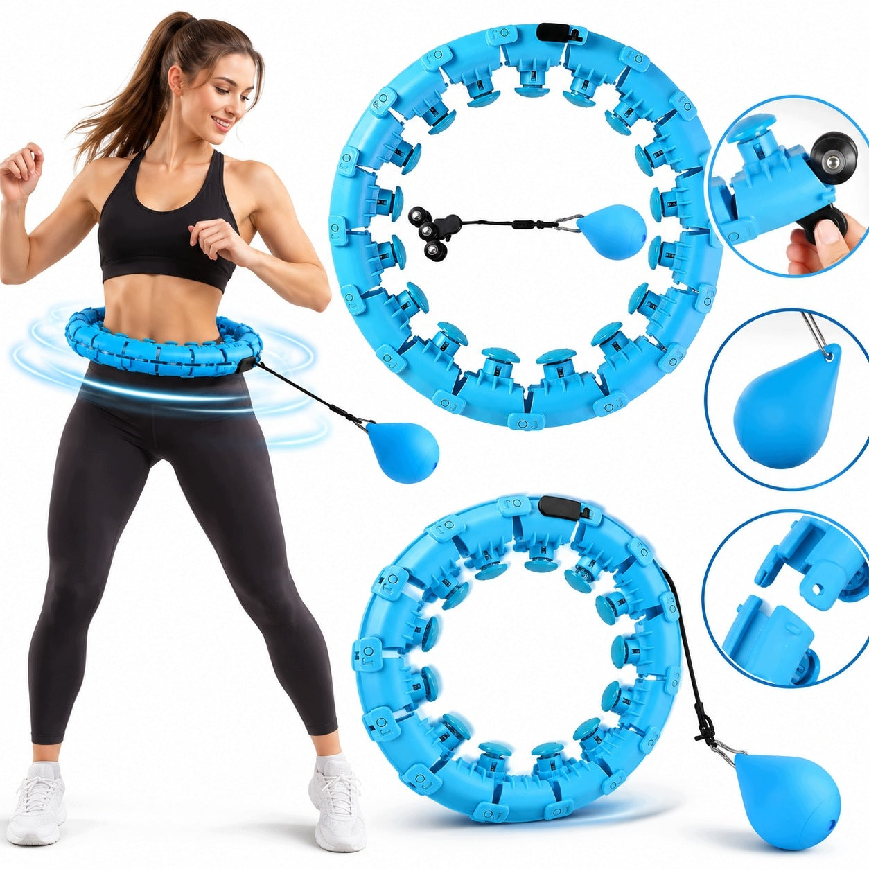 HULA HOP SLIMMING WITH WEIGHT PROTRUSIONS MASSAGER metal bearings