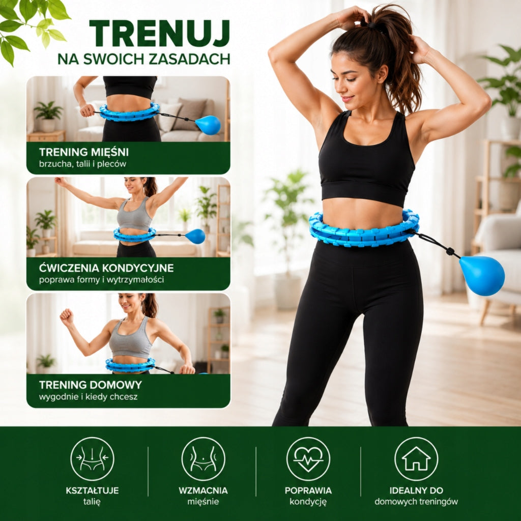 HULA HOP WITH PROJECTIONS MASSAGER Blue Adjustable SLIMMING 50-132cm Manufacturer code Garden_Maker_hulahop_niebieskie