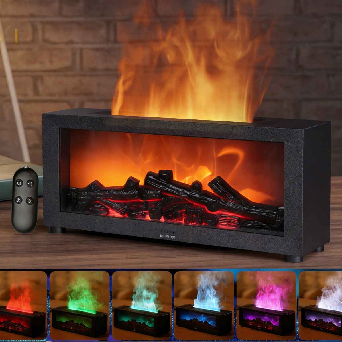 HUMIDIFIER AIR FIREPLACE NIGHT LIGHT FLAME EFFECT LED DIFFUSER REMOTE CONTROL Brand no brand