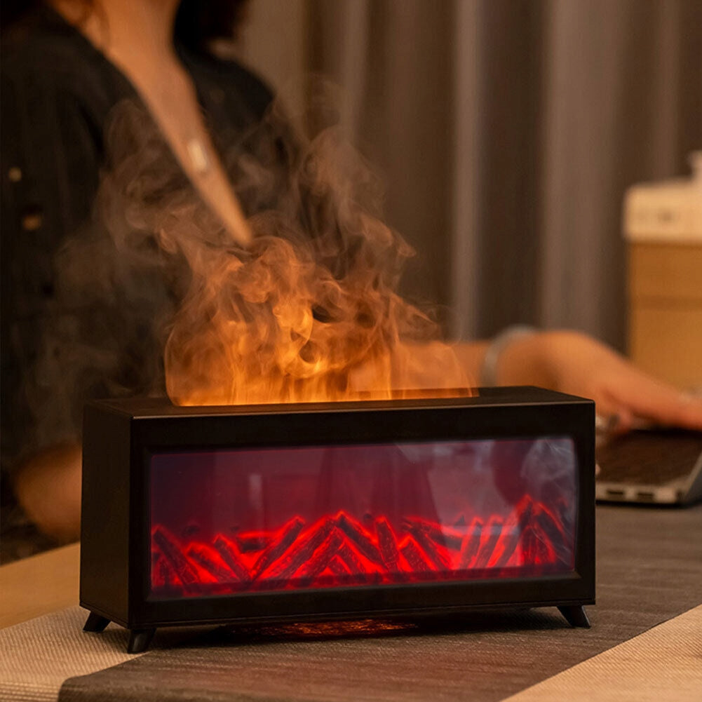 HUMIDIFIER AIR FIREPLACE NIGHT LIGHT FLAME EFFECT LED DIFFUSER REMOTE CONTROL Packaging status original