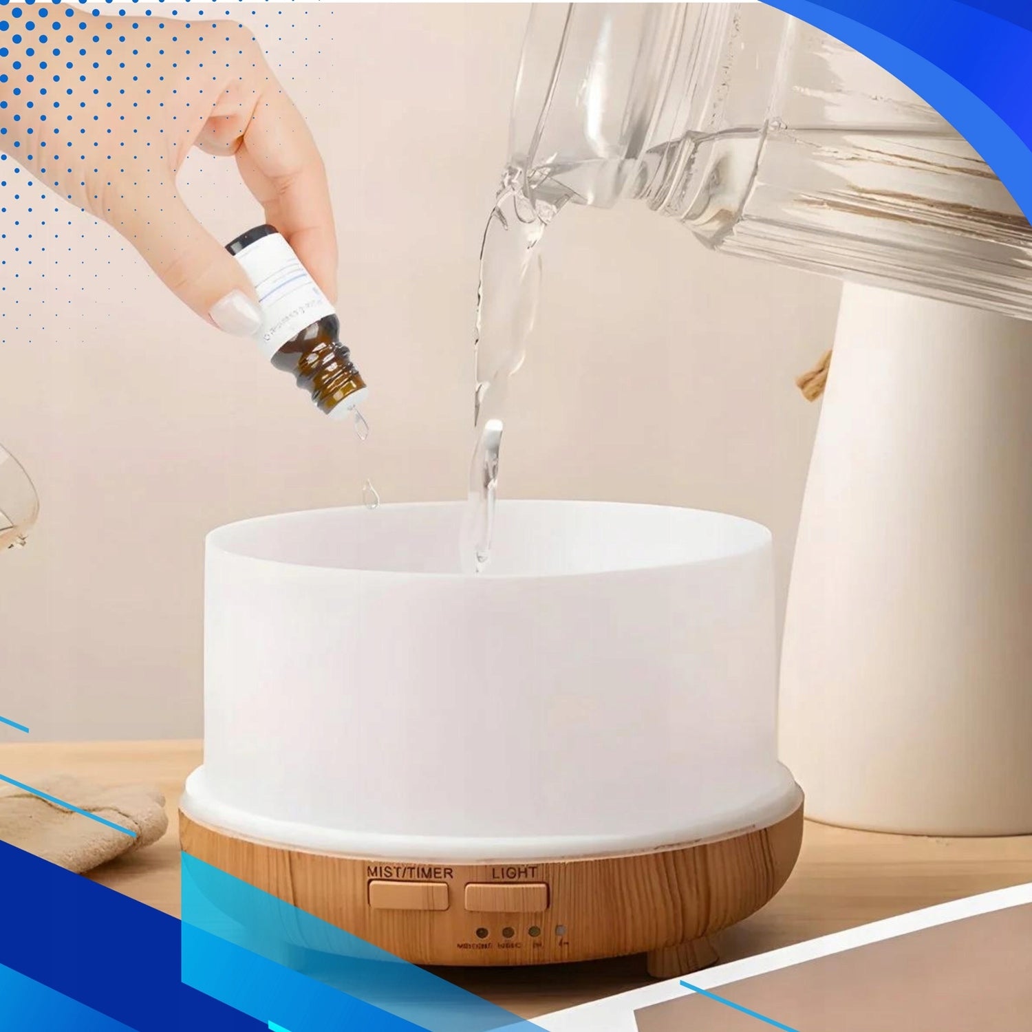 HUMIDIFIER AROMA DIFFUSER AROMATHERAPY LED NIGHT LIGHT + REMOTE CONTROL Manufacturer code 11056