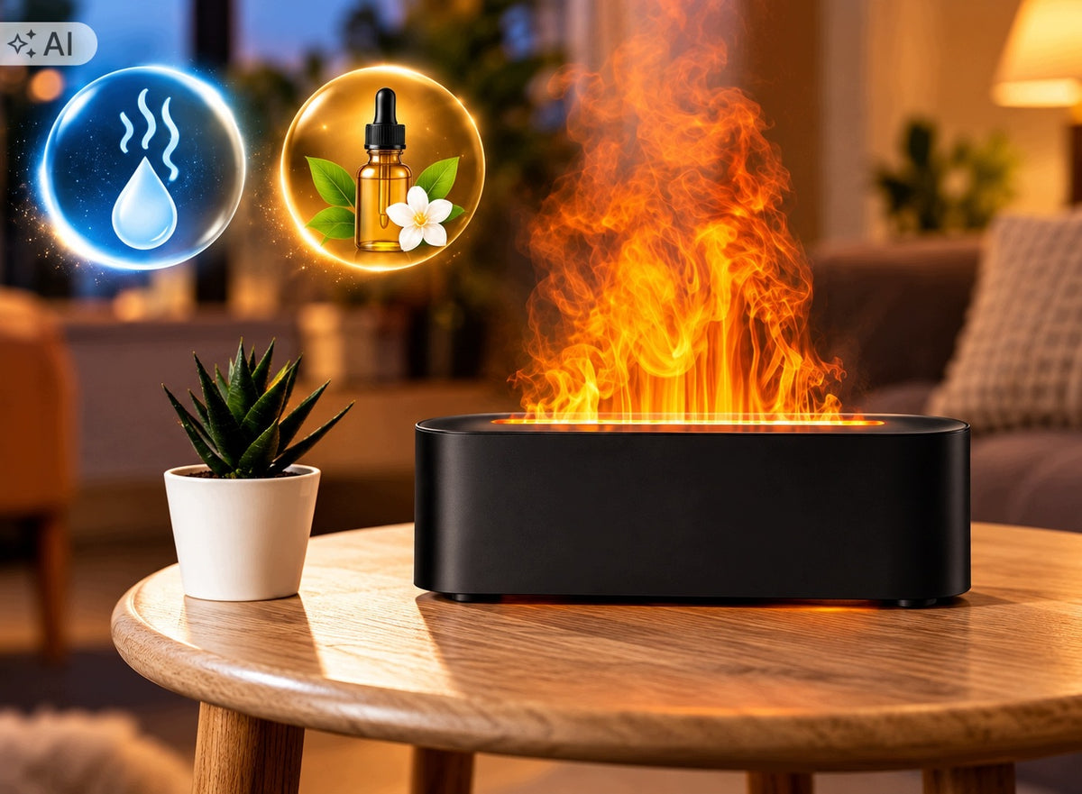 HUMIDIFIER AROMA DIFFUSER AROMATIC FLAME EFFECT 7 COLORS Medical device no