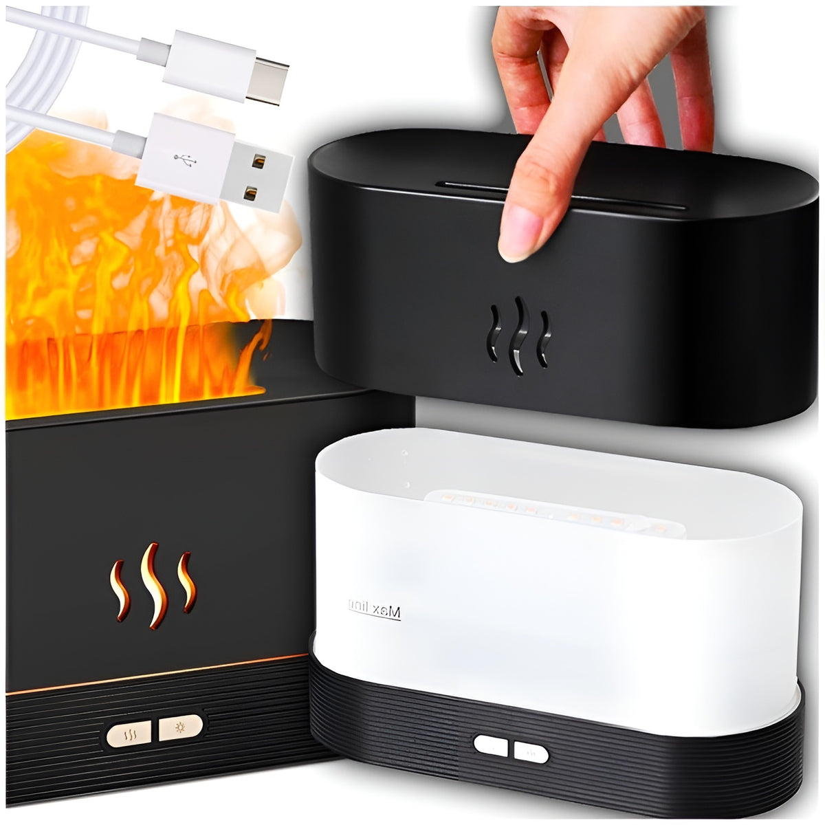 HUMIDIFIER AROMA DIFFUSER FIRE EFFECT FIREPLACE LED AROMATHERAPY