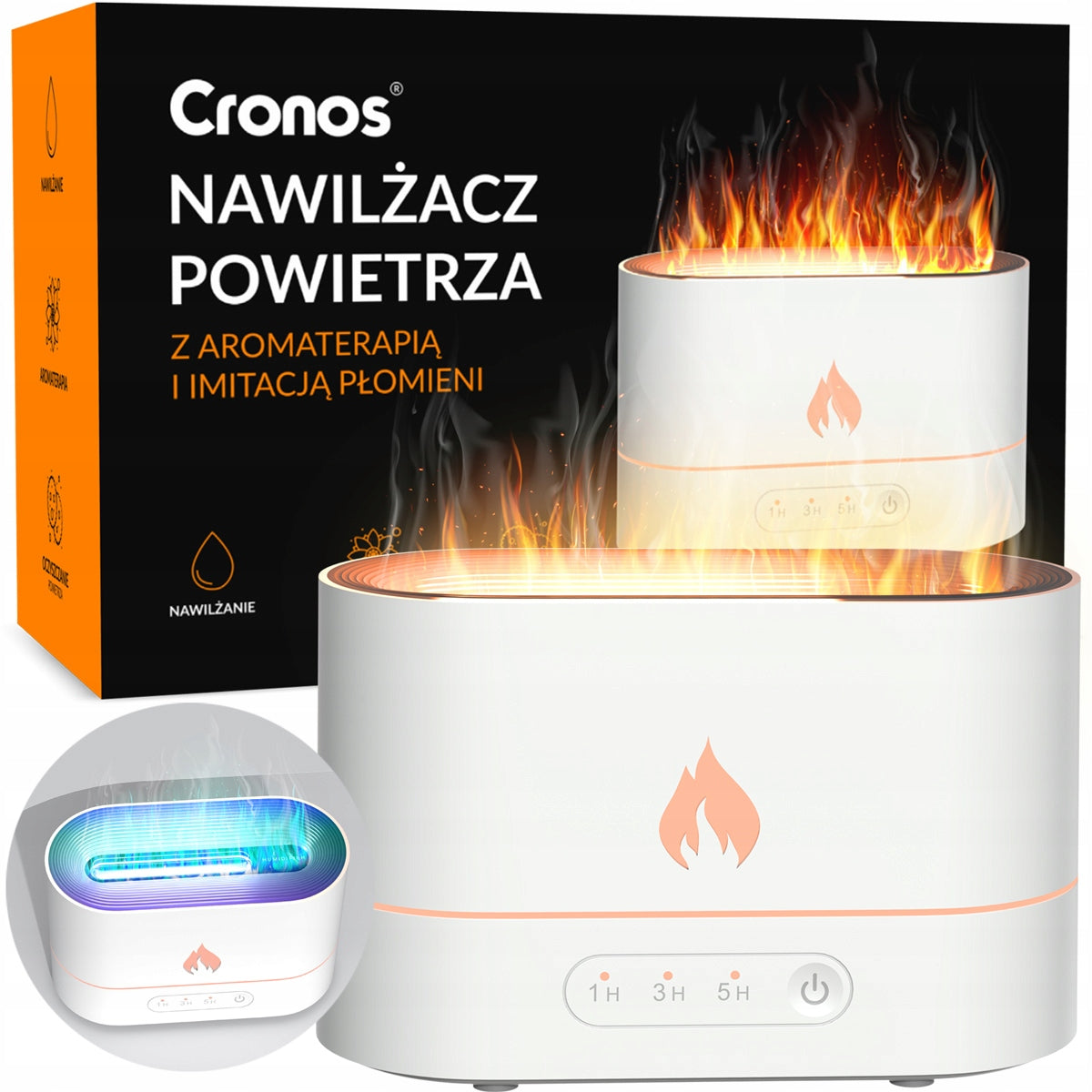 HUMIDIFIER AROMA DIFFUSER LED AROMATHERAPY FIRE EFFECT FIREPLACE