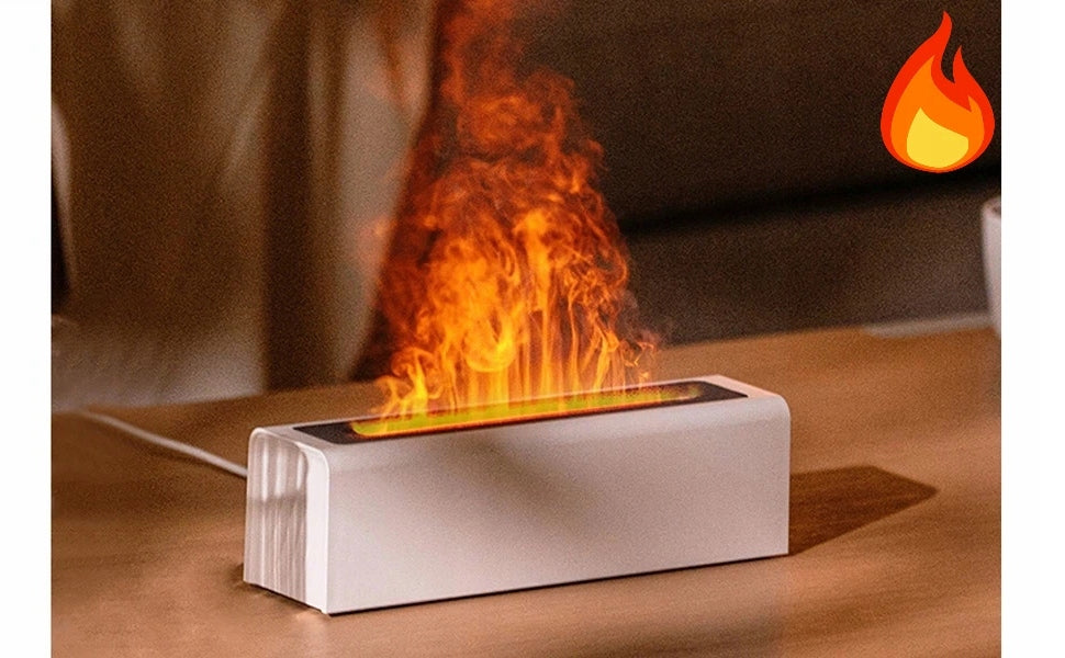 HUMIDIFIER AROMATHERAPY LED FIREPLACE 3D FIRE EFFECT 3IN1 HUMIDIFIER NIGHT LAMP Packaging status original