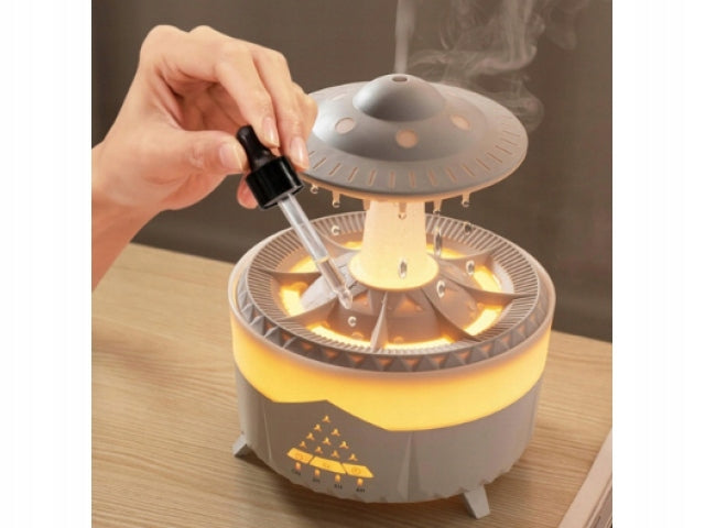 HUMIDIFIER DIFFUSER AROMATHERAPY FRAGRANCE MUSHROOM RAIN UFO Dominant color gray