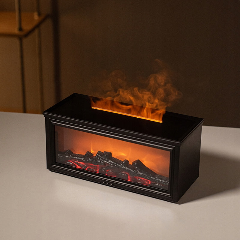 HUMIDIFIER FIREPLACE AROMA DIFFUSER NIGHT LIGHT LED TIMER +PILOT Dominant color black