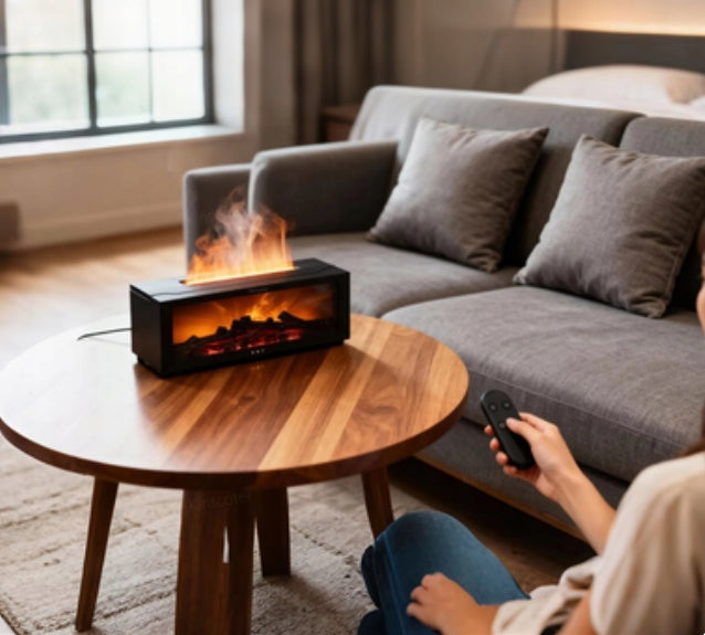 HUMIDIFIER FIREPLACE AROMA DIFFUSER NIGHT LIGHT LED TIMER +PILOT