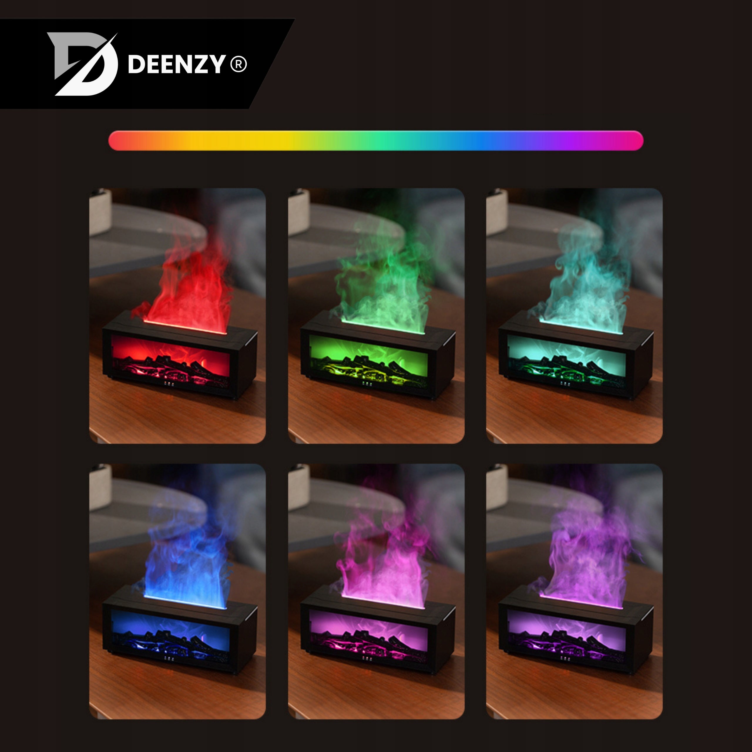 HUMIDIFIER FIREPLACE LED RGB DIFFUSER AROMATHERAPY TIMER + REMOTE CONTROL Medical device no