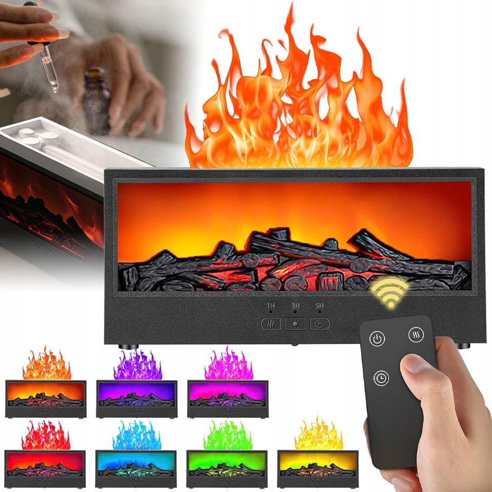 HUMIDIFIER FIREPLACE LED RGB DIFFUSER AROMATHERAPY TIMER + REMOTE CONTROL Packaging status original