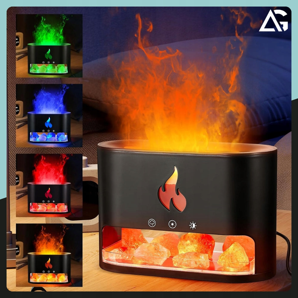 HUMIDIFIER FIREPLACE NIGHT LIGHT FLAME EFFECT LED DIFFUSER SALT Brand ARSA GO