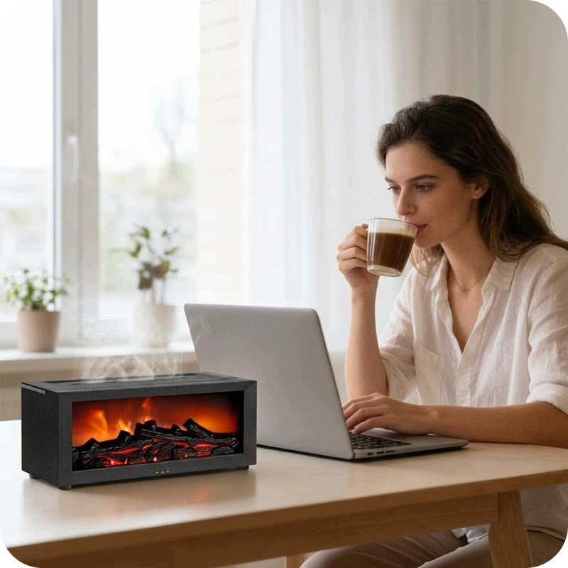 HUMIDIFIER FIREPLACE ULTRASONIC AROMATHERAPY LED RGB TIMER REMOTE CONTROL Medical device no