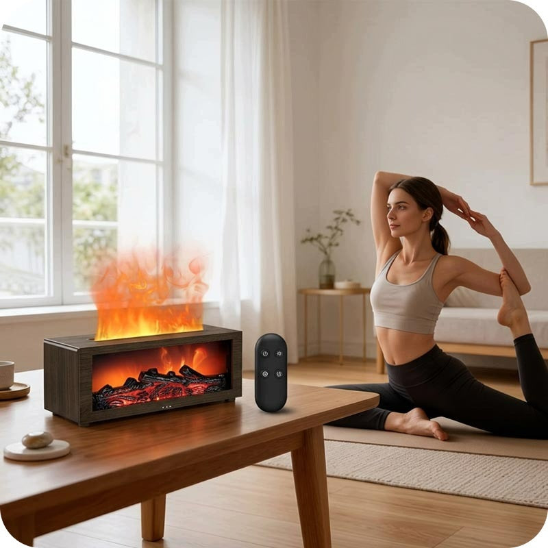 HUMIDIFIER FIREPLACE ULTRASONIC AROMATHERAPY LED RGB TIMER REMOTE CONTROL Packaging status original