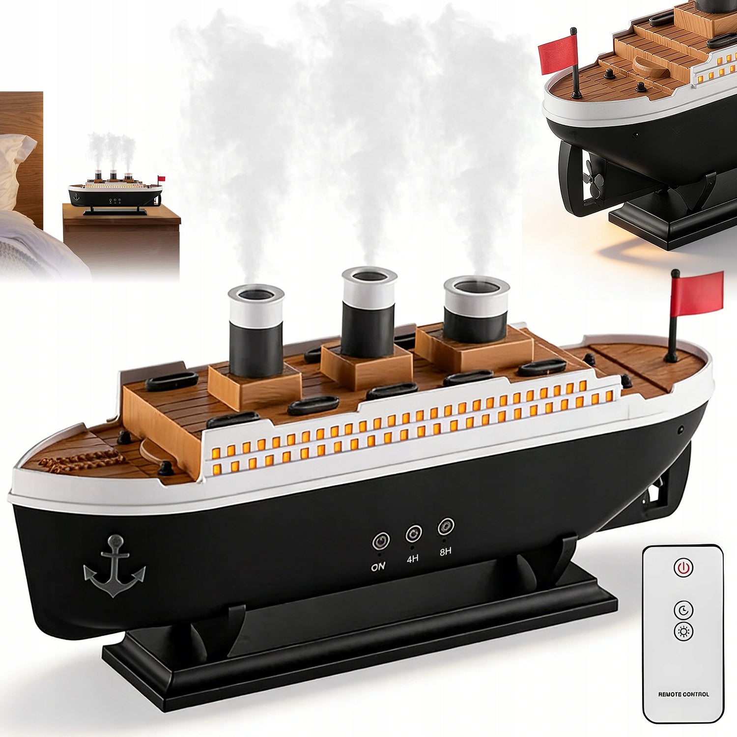 HUMIDIFIER SHIP AROMATHERAPY AROMA DIFFUSER WITH REMOTE CONTROL