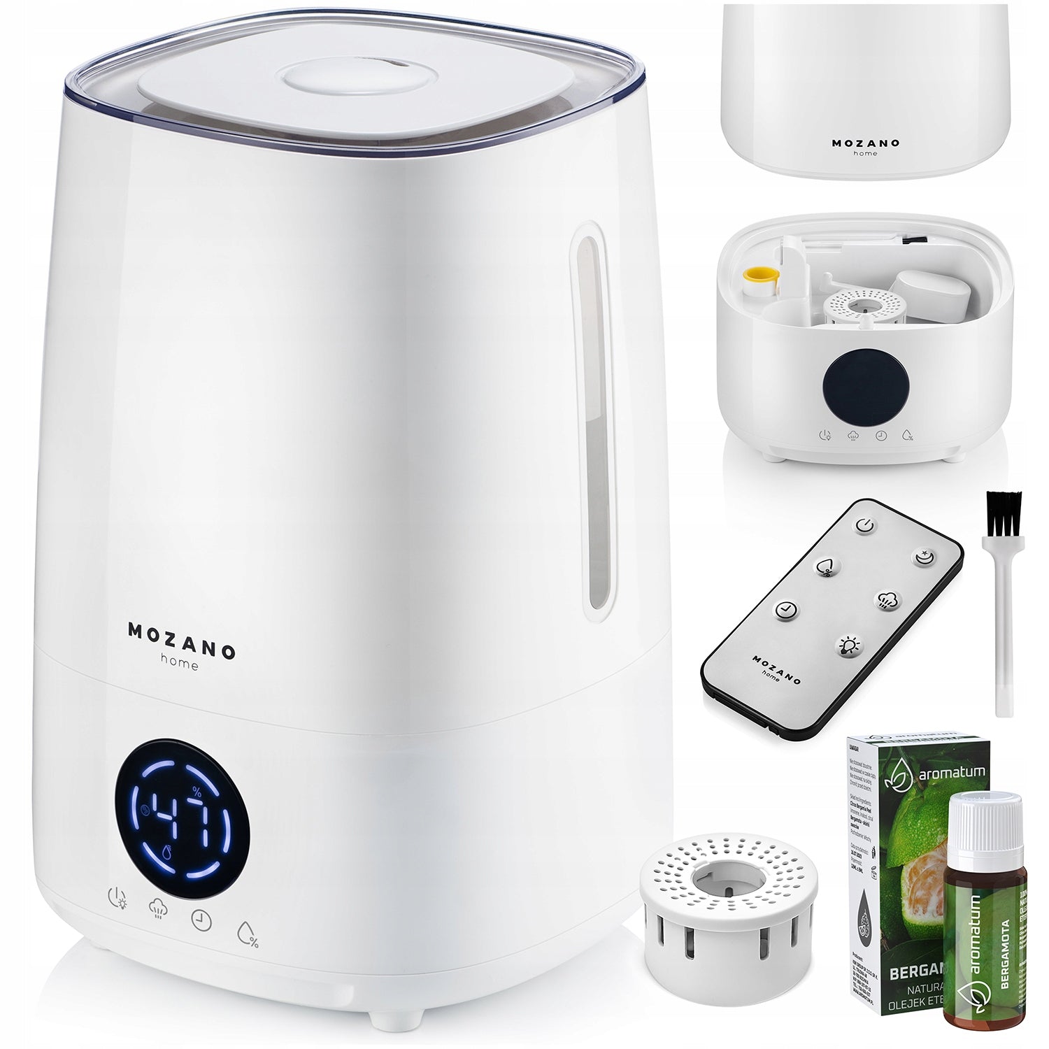 HUMIDIFIER ULTRASONIC WHITE 4L + AROMATHERAPY + IONIZATION