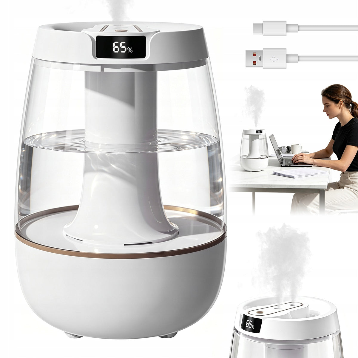 HUMIDIFIER USB 3L LONG WORKING TIME UP TO 36H CONTINUOUS HUMIDIFICATION