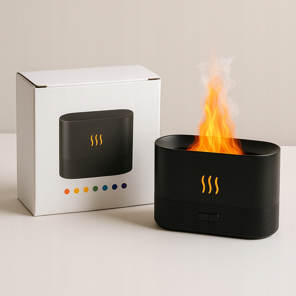 HUMIDIFIER WITH FLAME EFFECT AROMATHERAPY OIL DIFFUSER BLACK Manufacturer code NAWILŻACZ POWIETRZA CZARNY