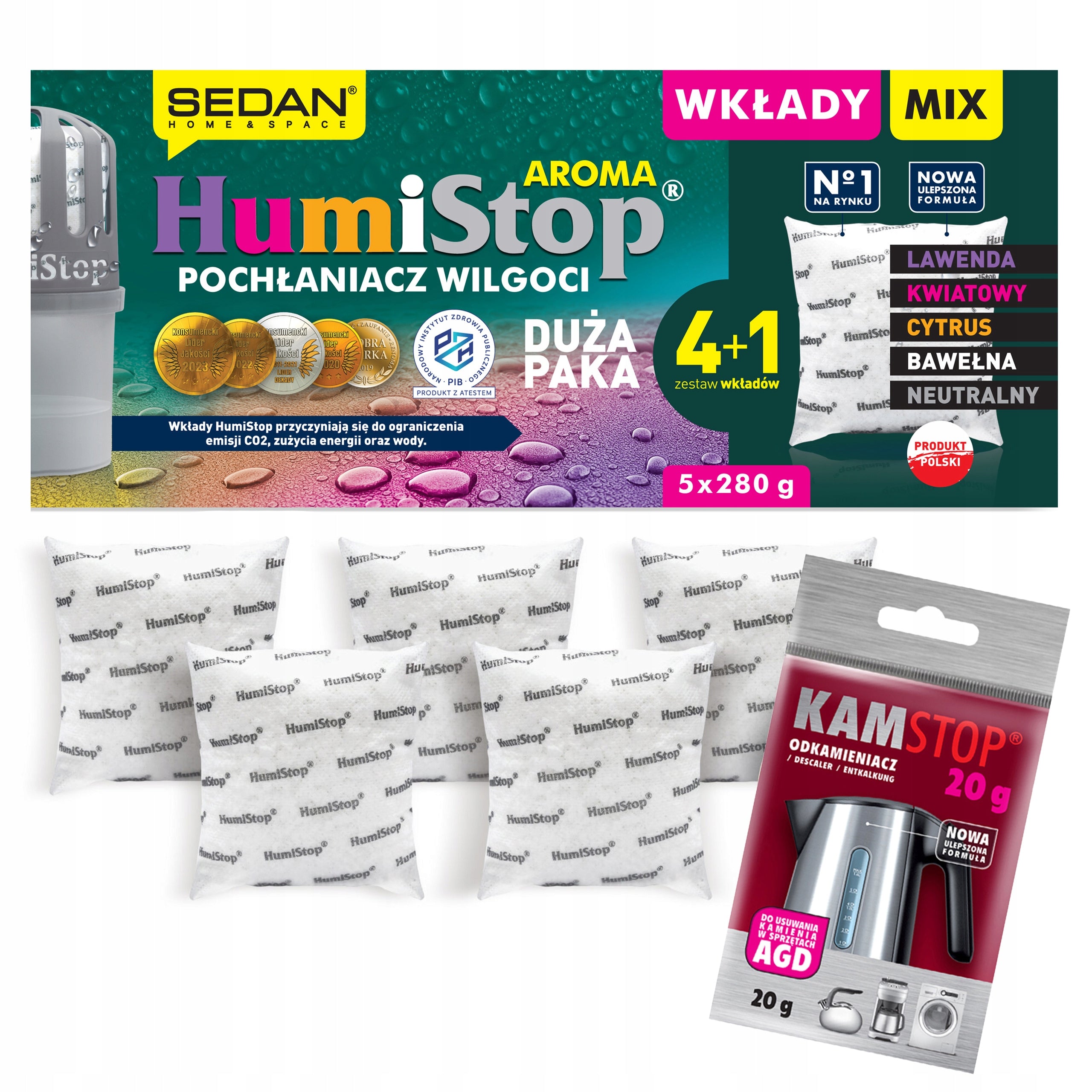 HUMISTOP CARTRIDGE STOCK FOR MOISTURE ABSORBER X 5 MIX + DESCALER FREEBIE