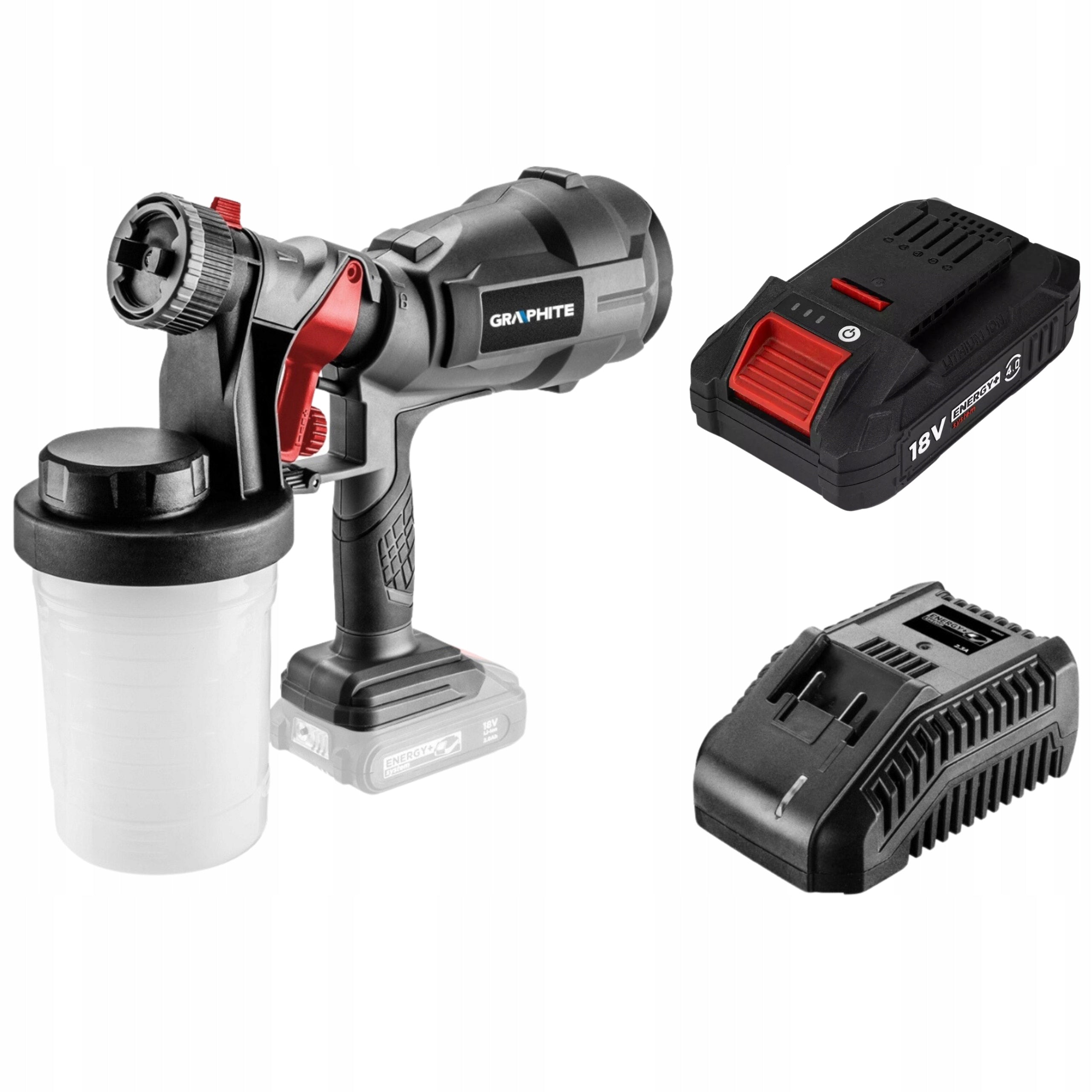HVLP Cordless Spray Gun + 4 Ah Battery + GRAPHITE Charger
