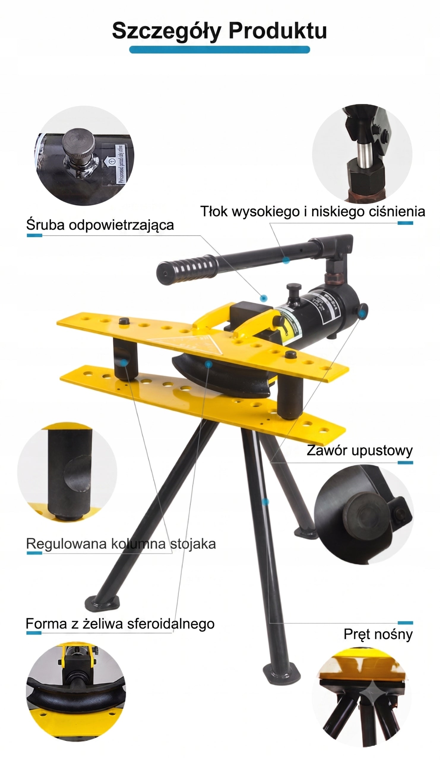 HYDRAULIC BENDING MACHINE FOR PIPES 10T SWG-1 EUROKOMP 13-34mm 6 DIES TRIPOD Manufacturer code E6373