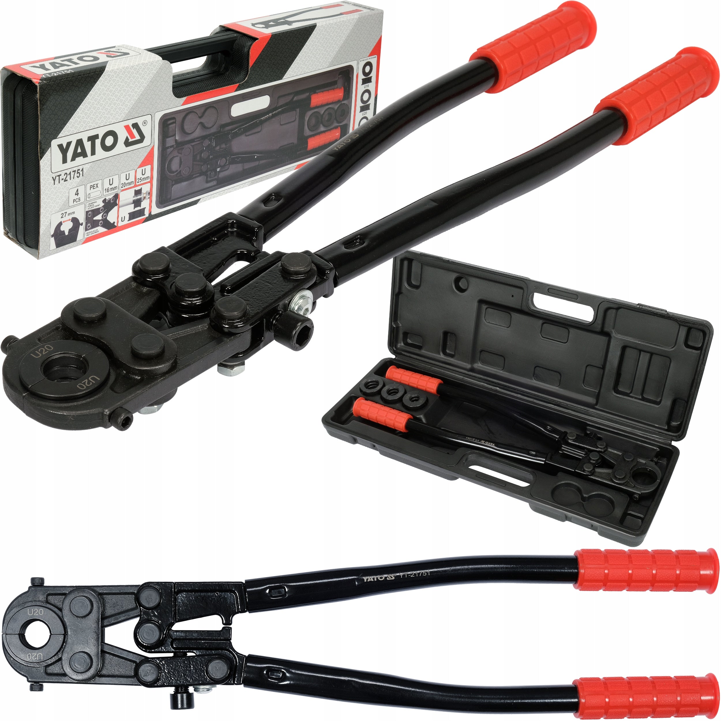 HYDRAULIC CRIMPER YATO PRASKA PEX-AL-PEX 3T + DIES "U" 16-25mm