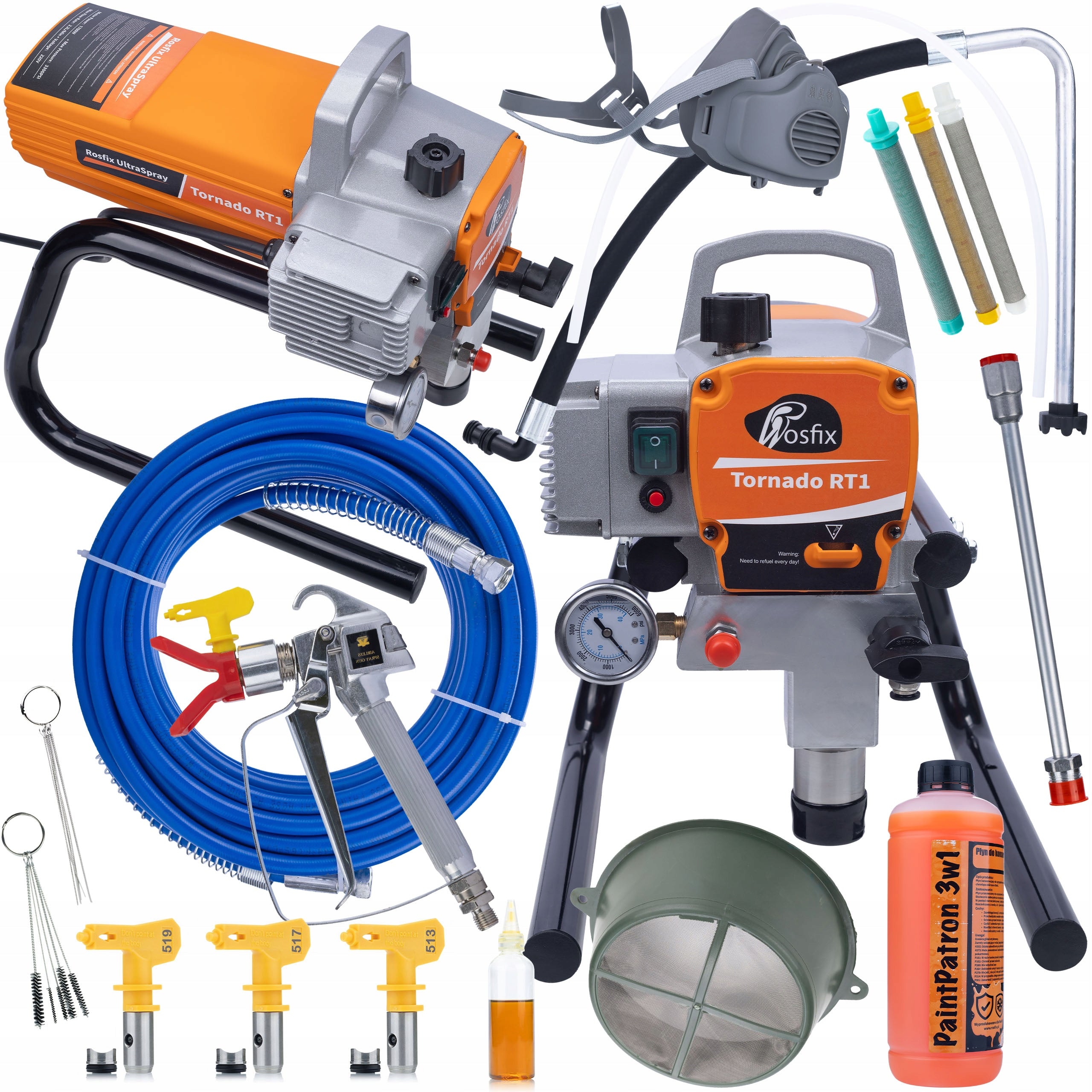 HYDRODYNAMIC PAINT SPRAYER 1800W 3 NOZZLES FILTERS PRESERVATIVE FLUID