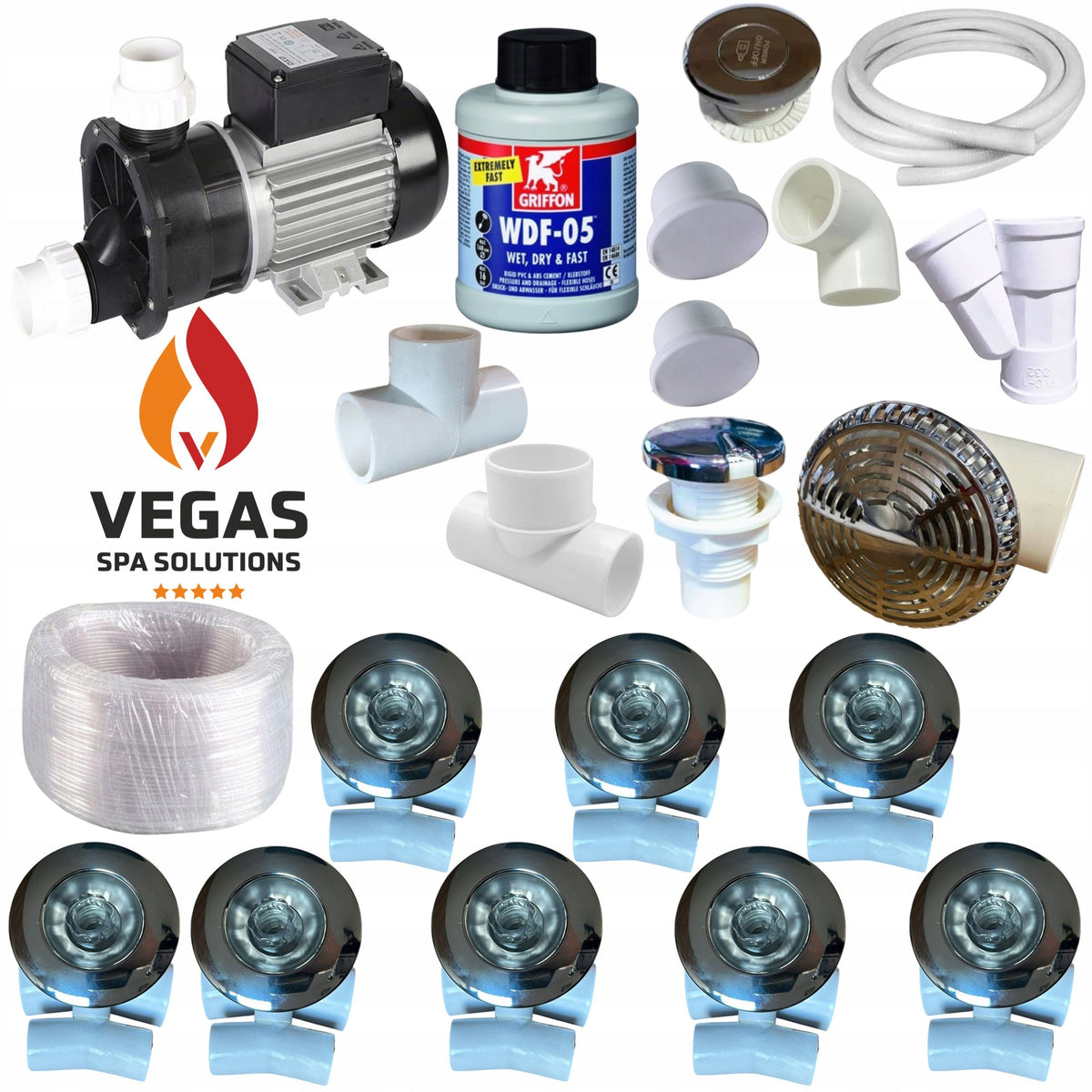 HYDROMASSAGE KIT Pump 1100W 8 Nozzles B09 for Bathtub Jacuzzi Balii Packaging status original