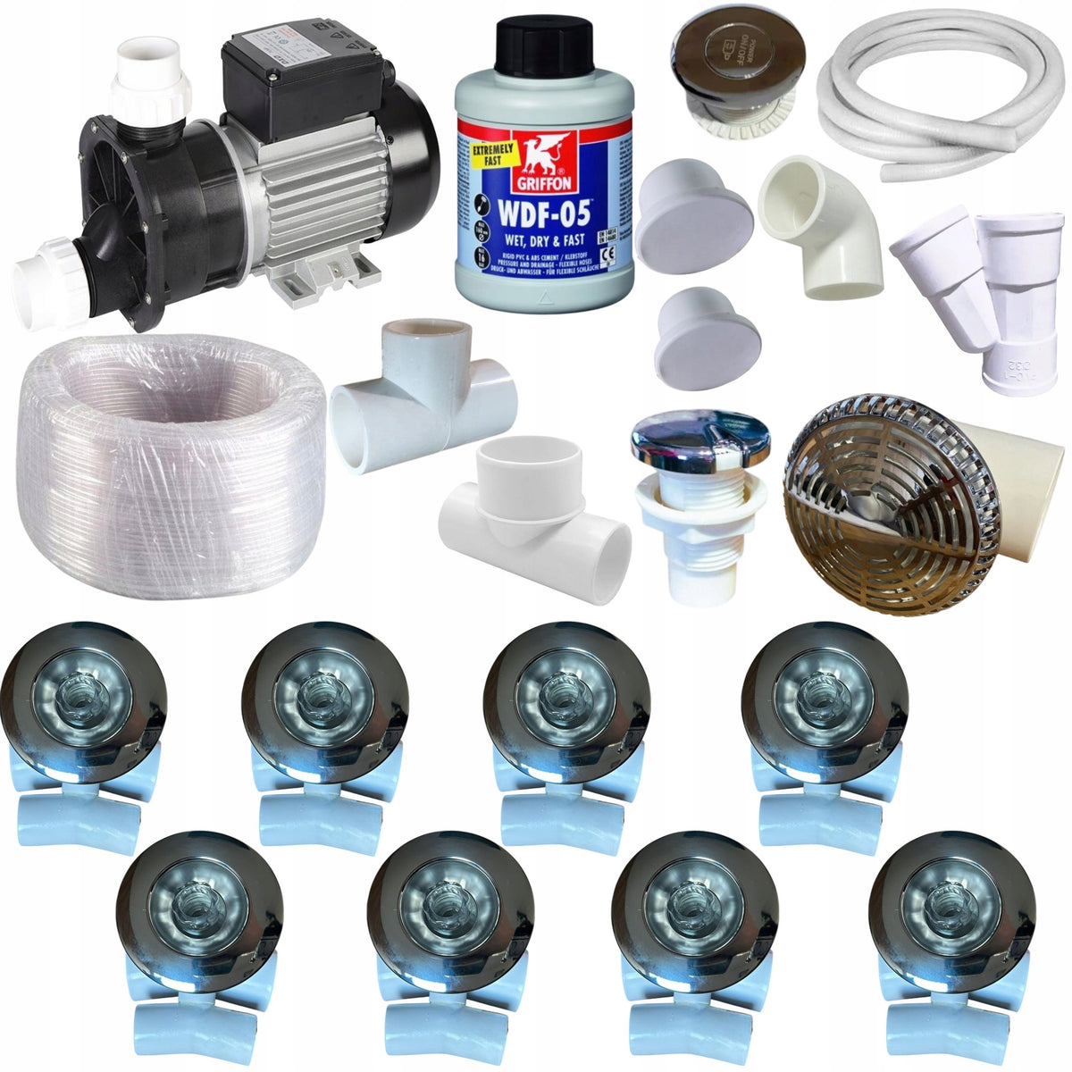 HYDROMASSAGE KIT Pump 1100W 8 Nozzles B09 for Bathtub Jacuzzi Balii