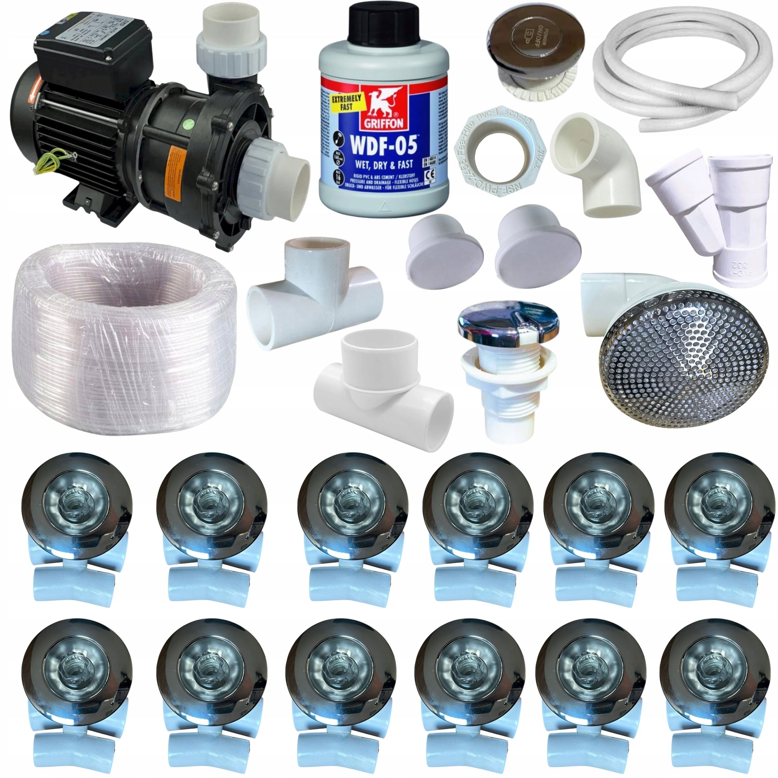 HYDROMASSAGE KIT Pump 1500W 12 Nozzles for Bathtub Installation Jacuzzi Bali