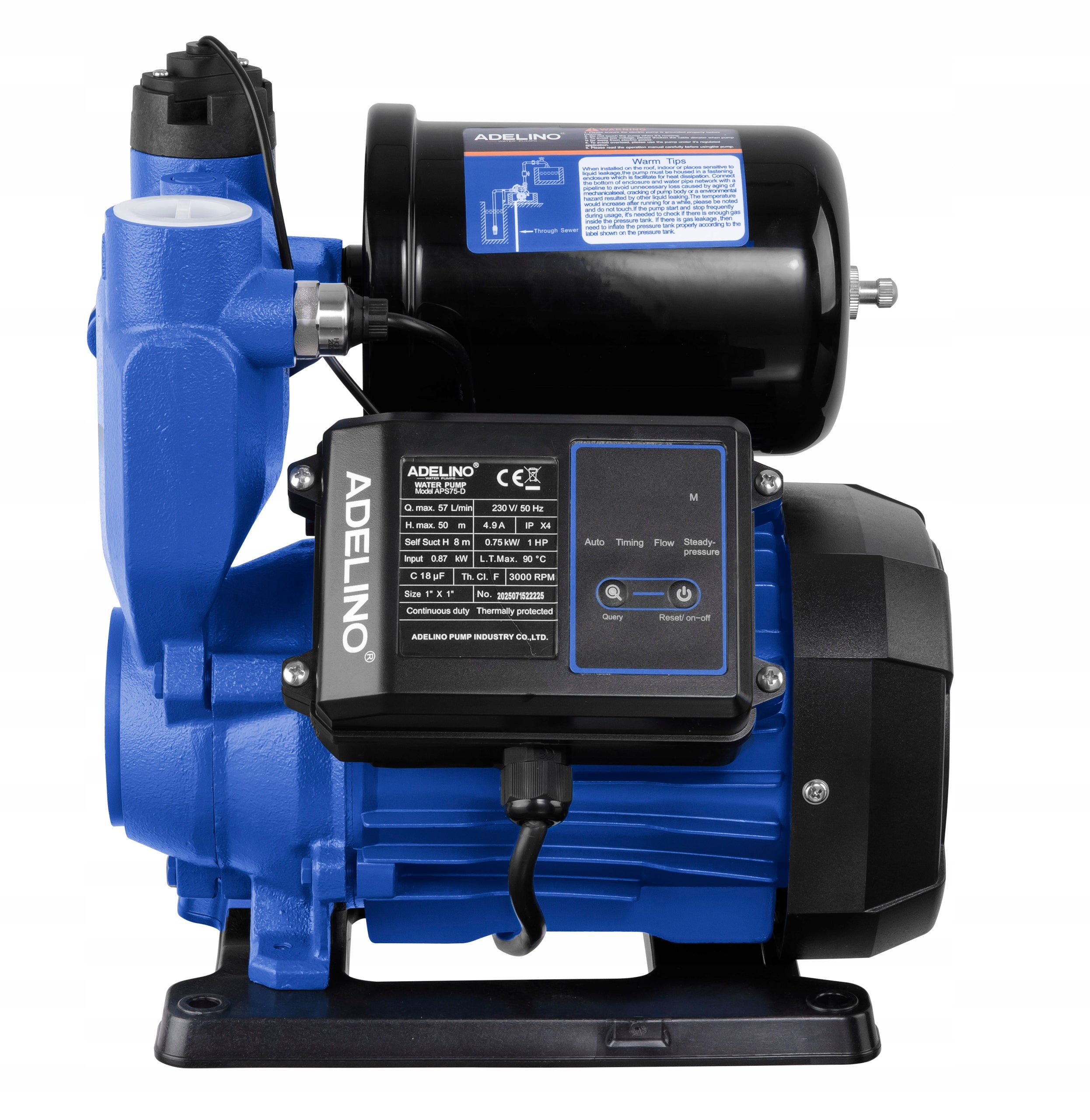 HYDROPHORE PUMP INVERTER APS75D 3400 l/h ENERGY EFFICIENT QUIET -3L WARRANTY Pump type hydrophore set