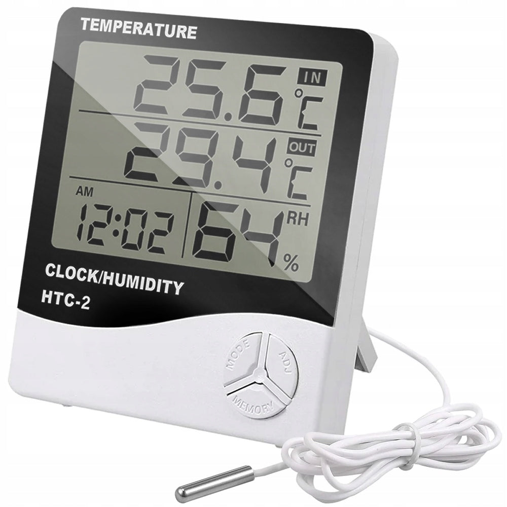HYGROMETER THERMOMETER WIRELESS WEATHER STATION WITH PROBE SENSOR CLOCK LCD
